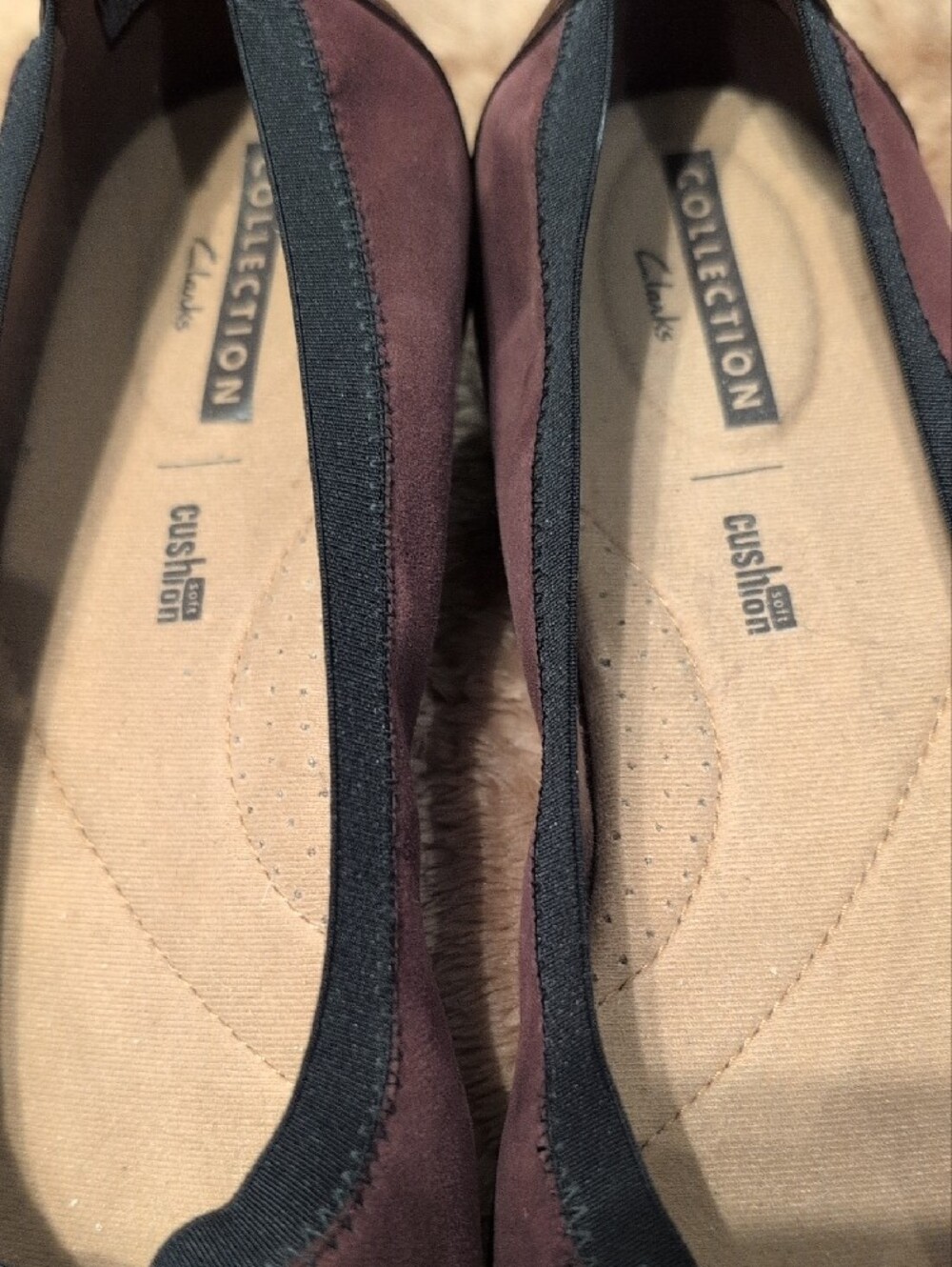 Clarks Women's Plum Suede Ballet Flats with Patent Trim - Picture 7 of 7